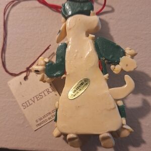Silvestri Festive Dog Ornament in Green and Cream